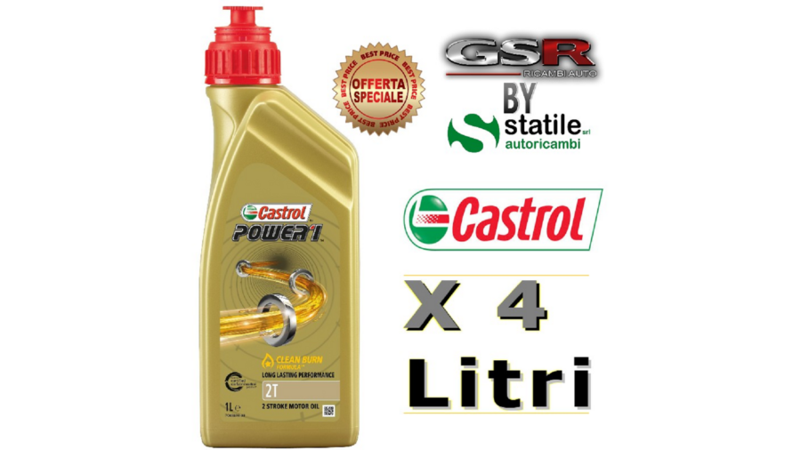 4 Litri Olio-Lubrificante Castrol Moto 2t Power 1 Lt.1